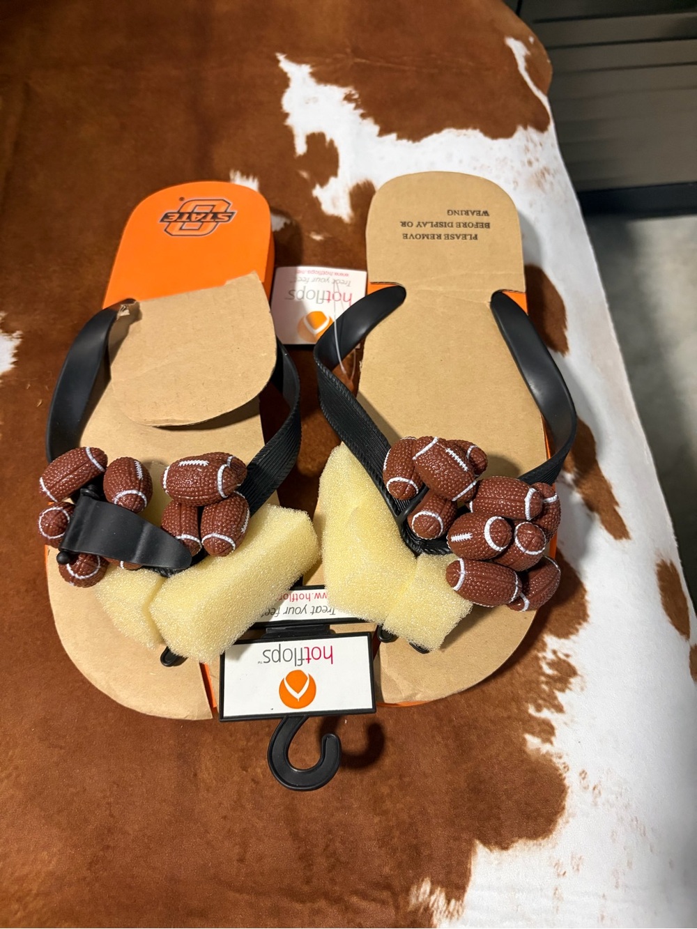 Women's Brown OSU Football-Accent Flip Flops - Hotflops